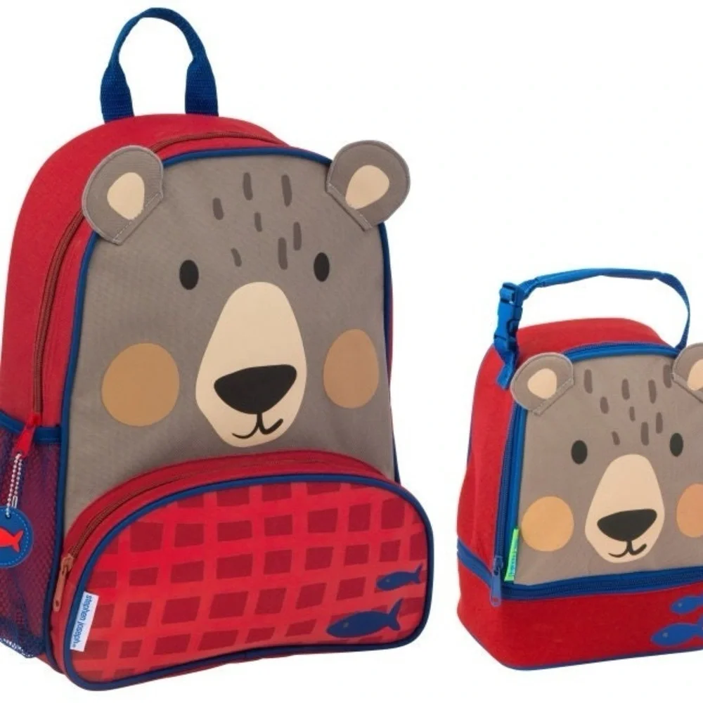 Bear Design Kids Lunch Bag - Red and Blue